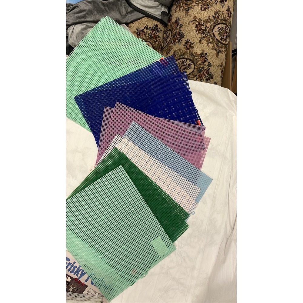 12 Plastic Canvas Sheets 7 Mesh 10.5x13.5"‎ Assorted Craft colors
